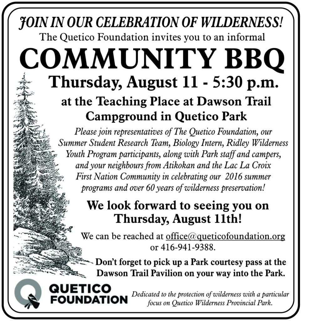 Quetico Foundation BBQ 2016 Atikokan Progress